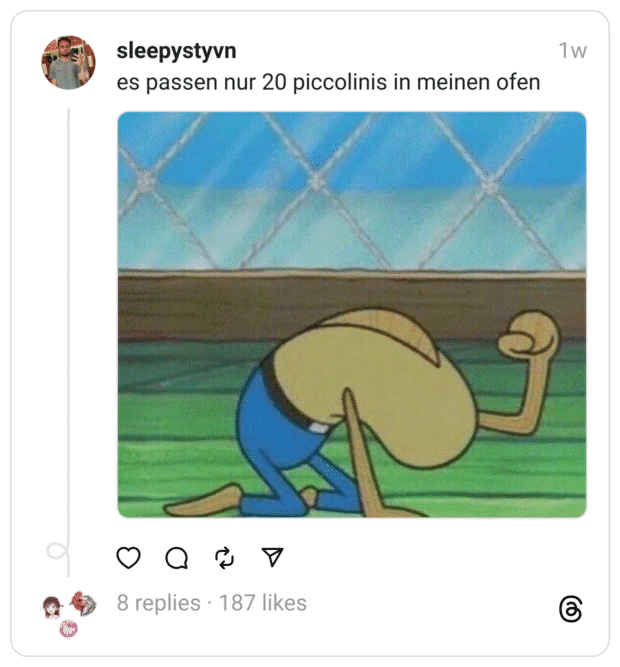 es passen nur 20 piccolinis in meinen ofen