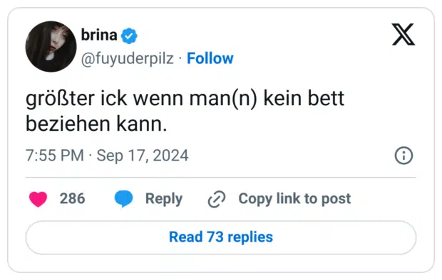größter ick wenn man(n) kein bett beziehen kann.
