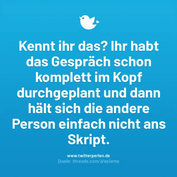 Kennt ihr das? Ihr habt das Gespräch schon komplett im Kopf durchgeplant und dann hält sich die andere Person einfach nicht ans Skript.