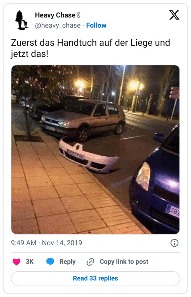 Zuerst das Handtuch auf der Liege und jetzt das!
