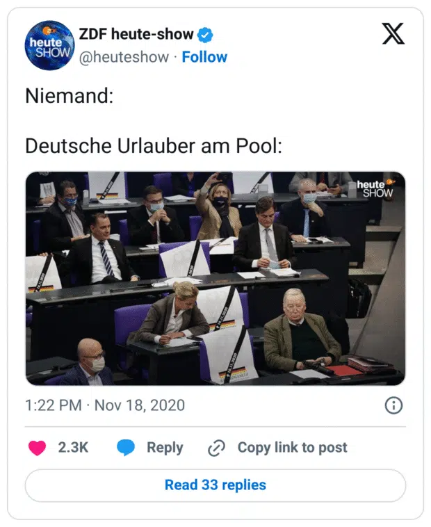 Niemand:

Deutsche Urlauber am Pool: