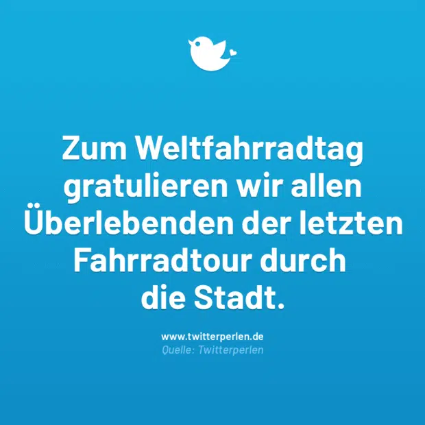 Zum Weltfahrradtag gratulieren wir allen Überlebenden der letzten Fahrradtour durch die Stadt.
