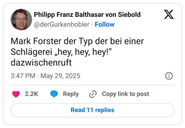 Mark Forster der Typ der bei einer Schlägerei „hey, hey, hey!" dazwischenruft