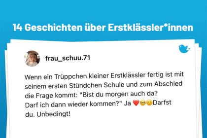 Wenn ein Trüppchen kleiner Erstklässler fertig ist mit seinem ersten Stündchen Schule und zum Abschied die Frage kommt: "Bist du morgen auch da? Darf ich dann wieder kommen?" Ja ❤️🥺😊Darfst du. Unbedingt!