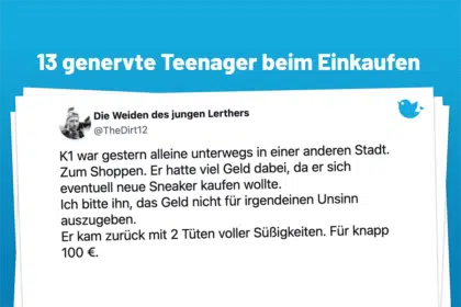 K1 war gestern alleine unterwegs in einer anderen Stadt. Zum Shoppen. Er hatte viel Geld dabei, da er sich eventuell neue Sneaker kaufen wollte. Ich bitte ihn, das Geld nicht für irgendeinen Unsinn auszugeben. Er kam zurück mit 2 Tüten voller Süßigkeiten. Für knapp 100 €.