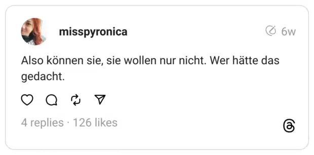 Also können sie, sie wollen nur nicht. Wer hätte das gedacht.