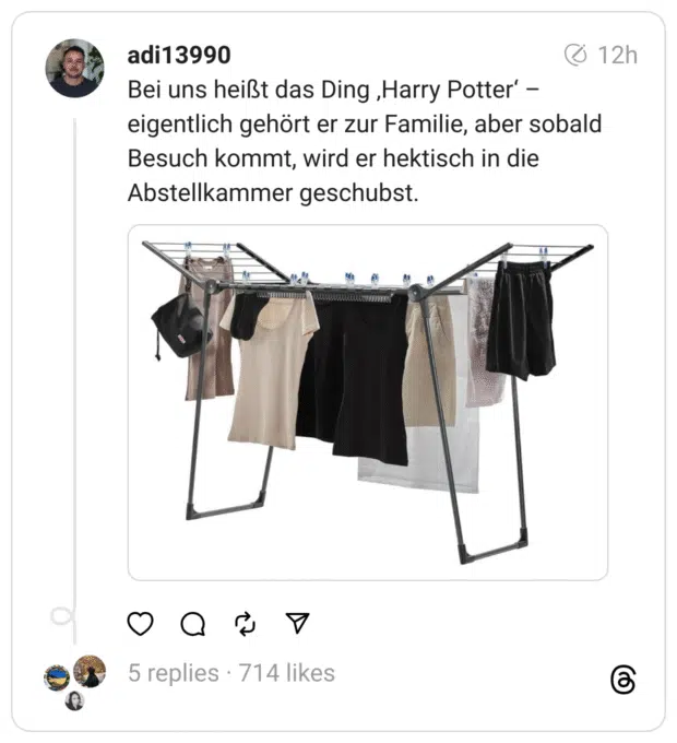 Bei uns heißt das Ding ‚Harry Potter' - eigentlich gehört er zur Familie, aber sobald Besuch kommt, wird er hektisch in die Abstellkammer geschubst.