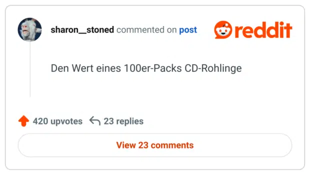 Den Wert eines 100er-Packs CD-Rohlinge