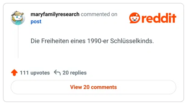 Die Freiheiten eines 1990-er Schlüsselkinds.