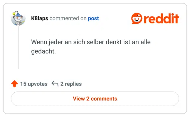 enn jeder an sich selber denkt ist an alle gedacht.