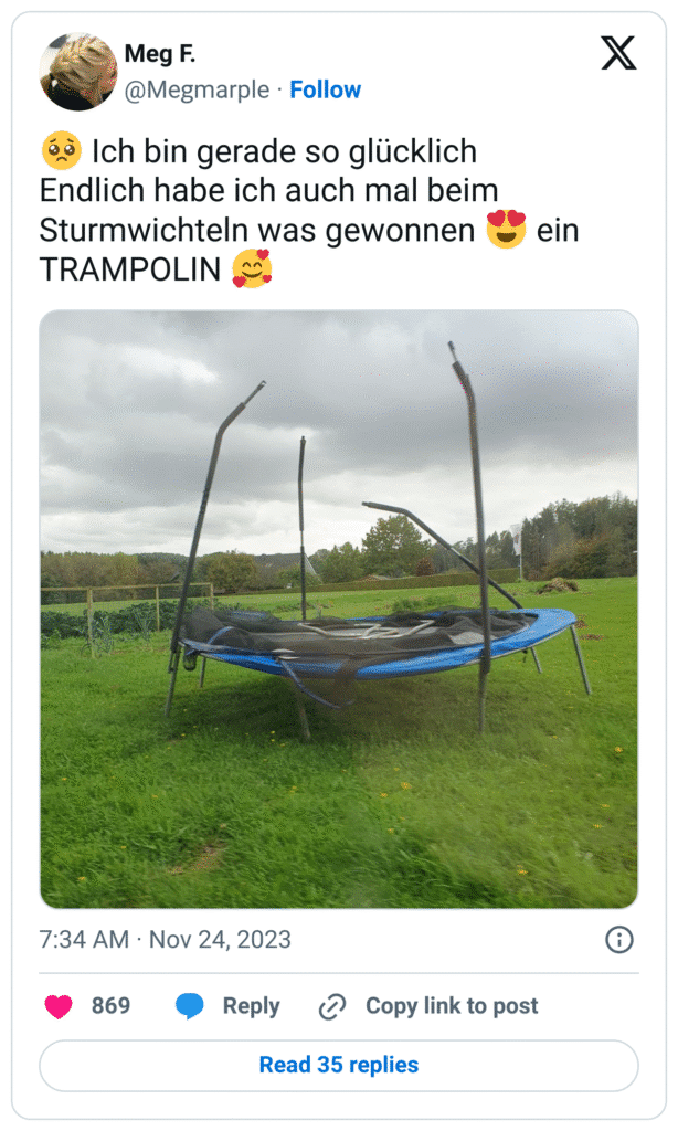 🥺 Ich bin gerade so glücklich 
Endlich habe ich auch mal beim Sturmwichteln was gewonnen 😍 ein TRAMPOLIN 🥰