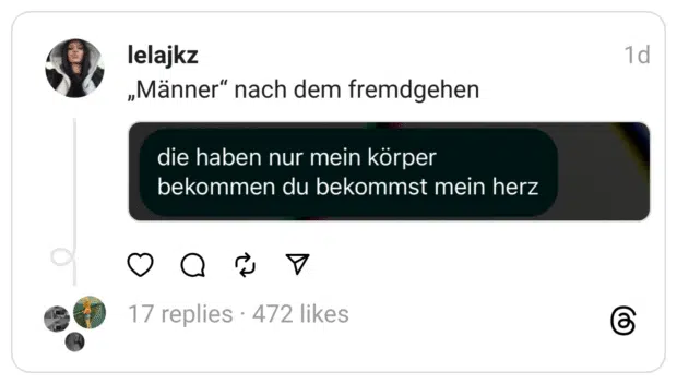 „Männer“ nach dem fremdgehen

