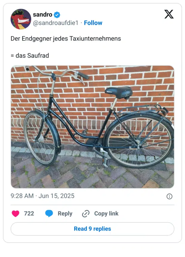 Der Endgegner jedes Taxiunternehmens = das Saufrad