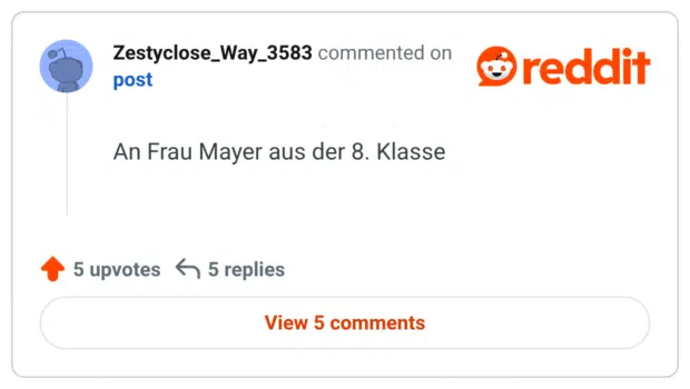 An Frau Mayer aus der 8. Klasse