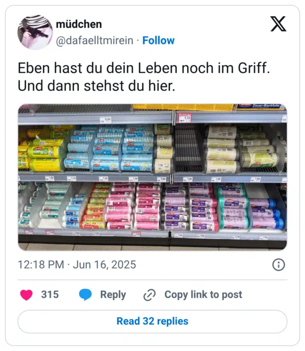 ben hast du dein Leben noch im Griff. Und dann stehst du hier.