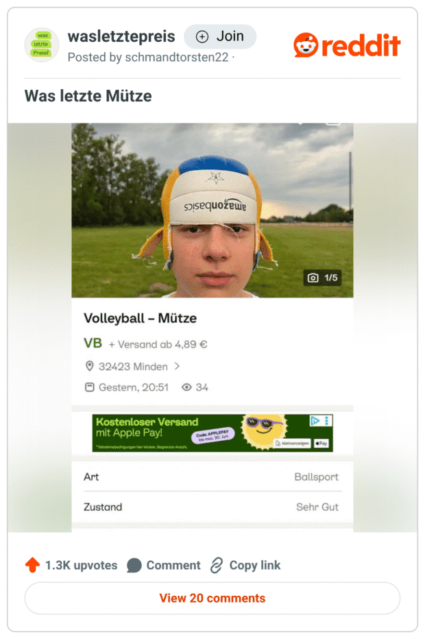 was letzte Preis? wasletztepreis Posted by schmandtorsten22 • Was letzte Mütze Volleyball