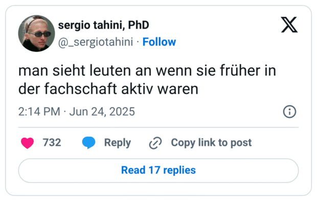 man sieht leuten an wenn sie früher in der fachschaft aktiv waren