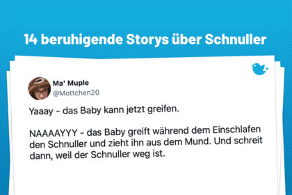 Yaaay - das Baby kann jetzt greifen. NAAAAYYY - das Baby greift während dem Einschlafen den Schnuller und zieht ihn aus dem Mund. Und schreit dann, weil der Schnuller weg ist.