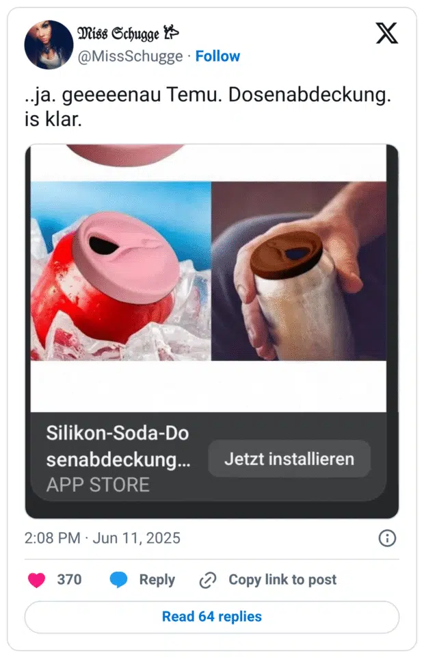 ..ja. geeeeenau Temu. Dosenabdeckung.
is klar.