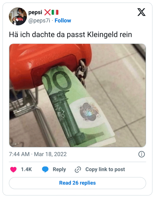 Hä ich dachte da passt Kleingeld rein

