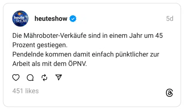 Die Mähroboter-Verkäufe sind in einem Jahr um 45 Prozent gestiegen. Pendelnde kommen damit einfach pünktlicher zur Arbeit als mit dem ÖPNV.