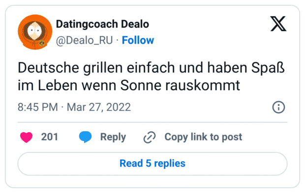 Deutsche grillen einfach und haben Spaß im Leben wenn Sonne rauskommt
