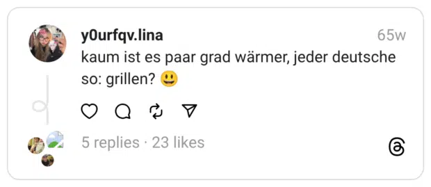 kaum ist es paar grad wärmer, jeder deutsche so: grillen? 😃
