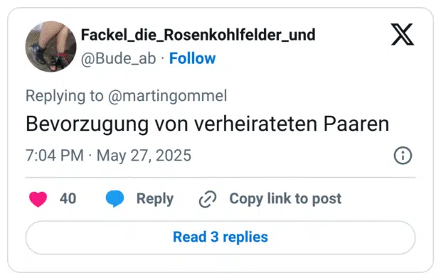 Bevorzugung von verheirateten Paaren