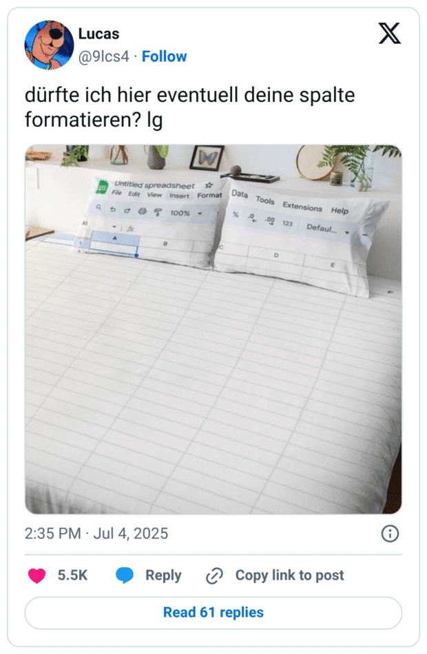 dürfte ich hier eventuell deine spalte formatieren? lg