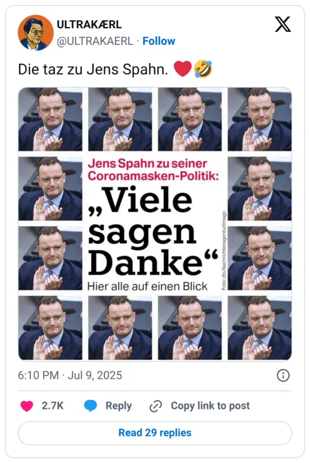 Die taz zu Jens Spahn. Jens Spahn zu seiner Coronamasken-Politik: „Viele sagen Danke" Hier alle auf einen Blick