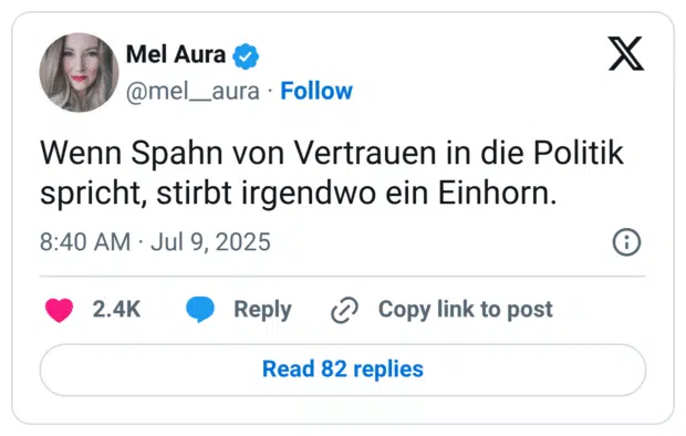 Wenn Spahn von Vertrauen in die Politik spricht, stirbt irgendwo ein Einhorn.