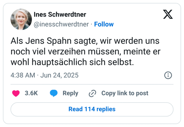 Als Jens Spahn sagte, wir werden uns noch viel verzeihen müssen, meinte er wohl hauptsächlich sich selbst.