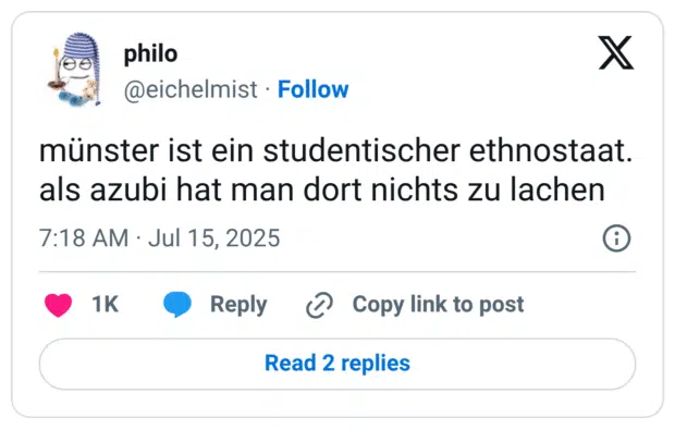 münster ist ein studentischer ethnostaat. als azubi hat man dort nichts zu lachen