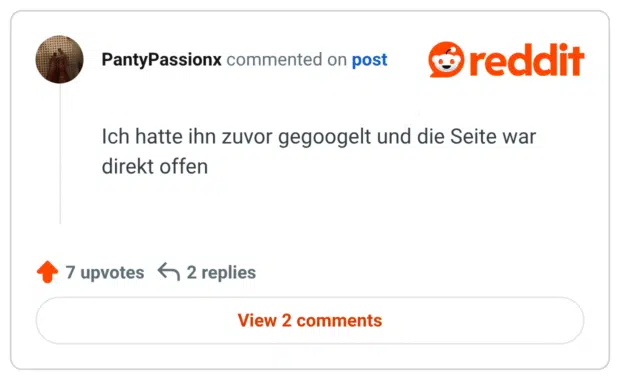 Ich hatte ihn zuvor gegoogelt und die Seite war direkt offen