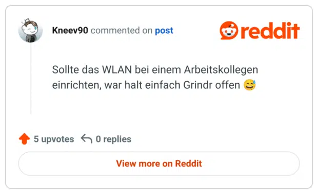 Sollte das WLAN bei einem Arbeitskollegen einrichten, war halt einfach Grindr offen 😅