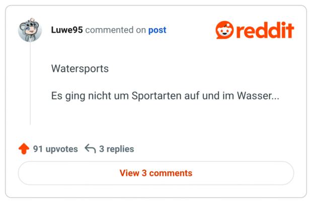 Watersports

Es ging nicht um Sportarten auf und im Wasser...