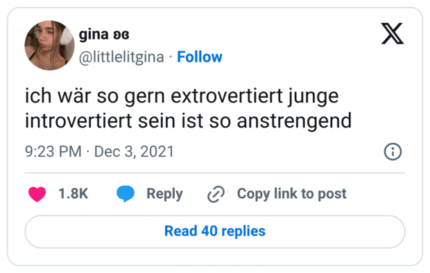 ich wär so gern extrovertiert junge introvertiert sein ist so anstrengend
