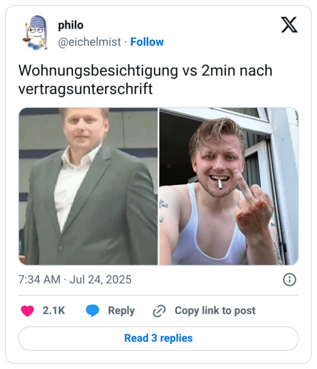 Wohnungsbesichtigung vs 2min nach vertragsunterschrift
