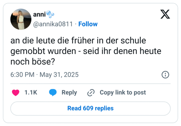 an die leute die früher in der schule gemobbt wurden - seid ihr denen heute noch böse?