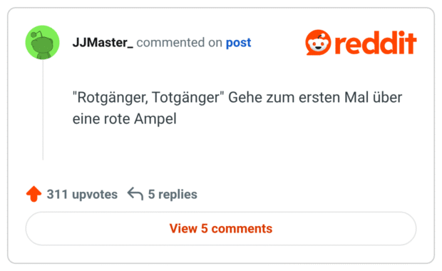 "Rotgänger, Totgänger" Gehe zum ersten Mal über eine rote Ampel