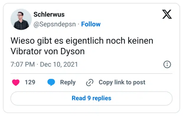 Wieso gibt es eigentlich noch keinen Vibrator von Dyson

