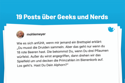 Wie es sich anfühlt, wenn mir jemand ein Brettspiel erklärt: „Du musst die Druiden sammeln. Aber das geht nur wenn du 18 rote Beeren hast. Die bekommst Du, wenn Du drei Pflaumen würfelst. Außer du wirst angegriffen, dann drehen wir das Spielfeld um und decken die Primzahlen im Bienenkorb auf. Los geht’s. Hast Du Dein Alphorn?“