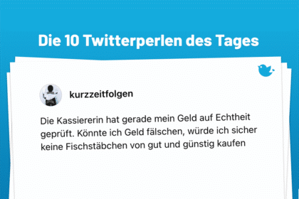 Die Kassiererin hat gerade mein Geld auf Echtheit geprüft. Könnte ich Geld fälschen, würde ich sicher keine Fischstäbchen von gut und günstig kaufen