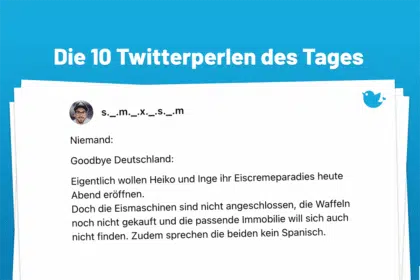 Niemand: Goodbye Deutschland: Eigentlich wollen Heiko und Inge ihr Eiscremeparadies heute Abend eröffnen. Doch die Eismaschinen sind nicht angeschlossen, die Waffeln noch nicht gekauft und die passende Immobilie will sich auch nicht finden. Zudem sprechen die beiden kein Spanisch.