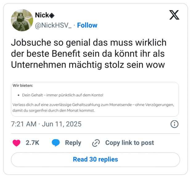 Jobsuche so genial das muss wirklich der beste Benefit sein da könnt ihr als Unternehmen mächtig stolz sein wow