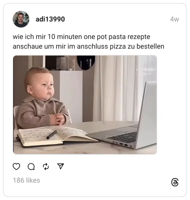 wie ich mir 10 minuten one pot pasta rezepte anschaue um mir im anschluss pizza zu bestellen