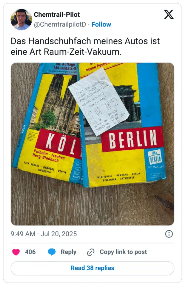 Das Handschuhfach meines Autos ist eine Art Raum-Zeit-Vakuum.
