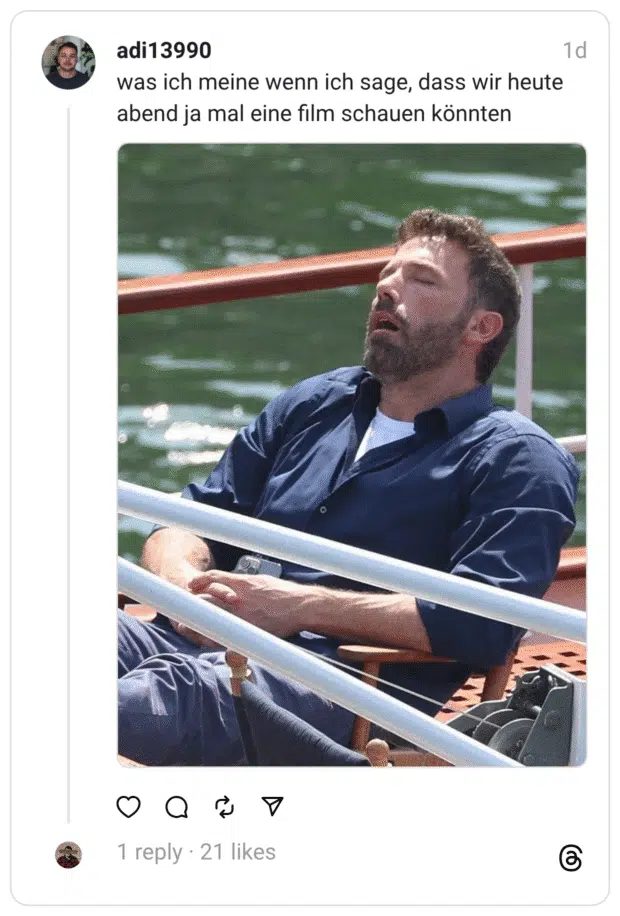 was ich meine wenn ich sage, dass wir heute abend ja mal eine film schauen könnten