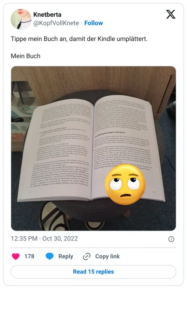 Tippe mein Buch an, damit der Kindle umplättert. Mein Buch
