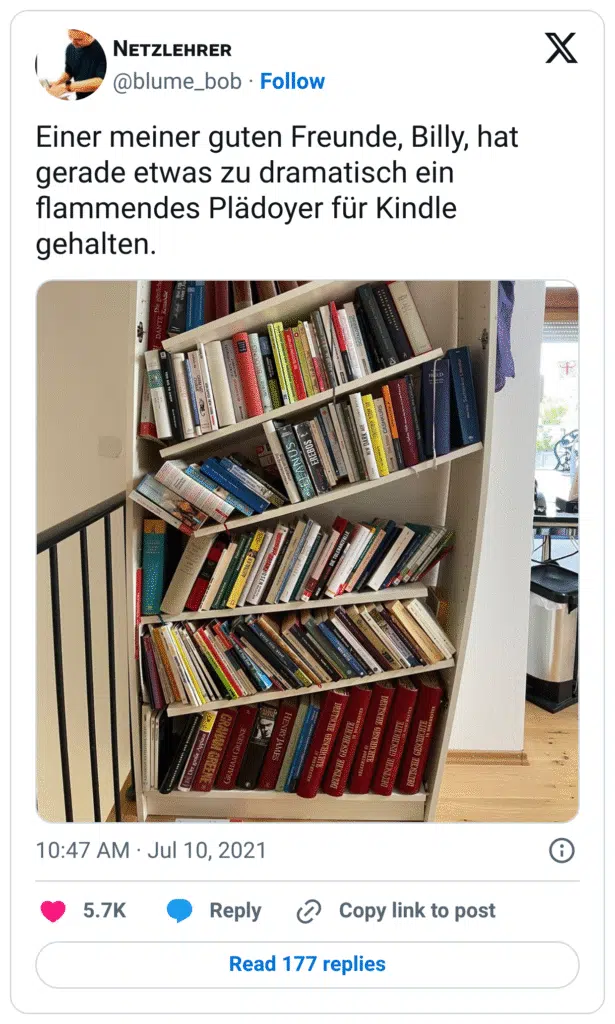 Einer meiner guten Freunde, Billy, hat gerade etwas zu dramatisch ein flammendes Plädoyer für Kindle gehalten.